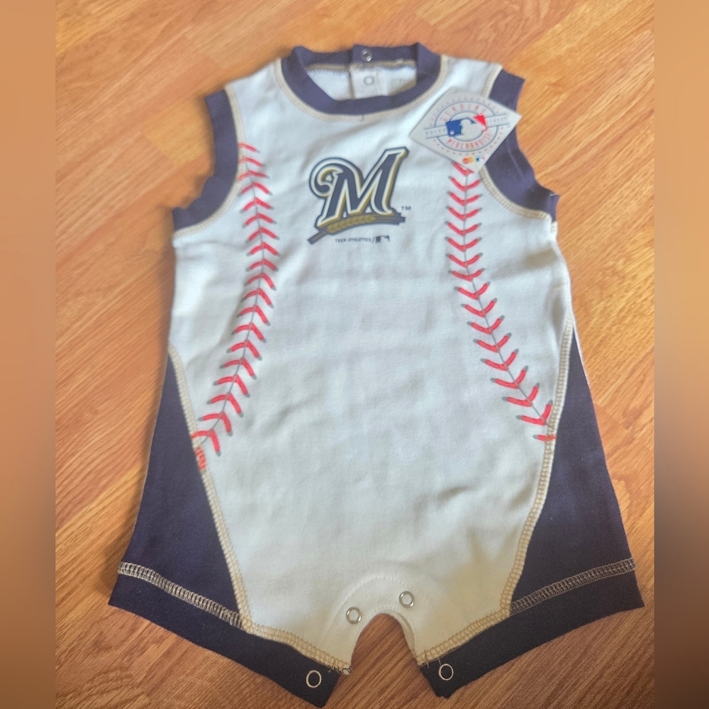 Milwauekee Brewers Baby Romper 0-3M, 18M - 1pc NWT Sleeveless Baseball Fan